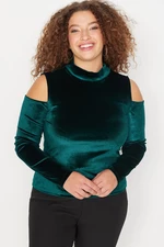 Trendyol Curve Green Shoulder Detailed Knitted Blouse
