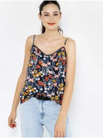 Dark blue women's floral tank top CAMAIEU - Womens