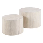 Beżowe okrągłe stoliki w dekorze kamienia zestaw 2 szt. ø 58 cm Dice – Actona
