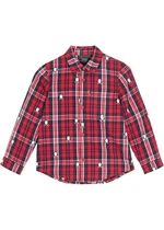 Chlapčenská károvaná košeľa s dlhým rukávom, s potlačou, Slim Fit
