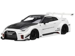 Nissan 35GT-RR Ver. 2 LB-Silhouette Works GT RHD (Right Hand Drive) White with Black Hood and Top 1/18 Model Car by Top Speed