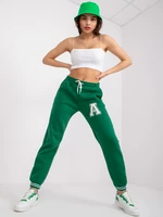 Darina Dark Green Sweatpants with High Waist