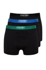 Trendyol Black Men's Letter Elastic 3-Pack Cotton Boxer