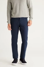 AC&Co / Altınyıldız Classics Men's Navy Blue 360 Degree Stretchy All-Directional Slim Fit Slim Fit Diagonal Pattern Trousers.