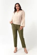 Lafaba Women's Khaki Plus Size Pants with Elastic Waist