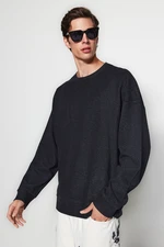 Trendyol Anthracite Men's Basic Oversize/Wide Cut Crew Neck Soft Brushed Thessaloniki Sweatshirt.