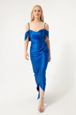 Lafaba Women's Saks Slim Straps, Double Breasted Collar With Slits, Long Evening Dress. Lafaba Women's Saks Slim Straps, Double Breasted Collar With Slits, Long Evening Dress.