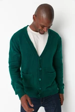 Trendyol Emerald Green Men's Slim Fit Knitwear Cardigan with Pocket