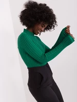 Tmavě zelený žebrovaný svetr z viskózy