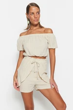 Trendyol Woven Ecru Blouse and Short Set