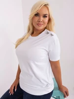 White women's blouse plus size with brooch