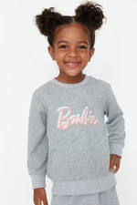 Trendyol Gray Melange Barbie Licensed Girls' Knitted Sweatshirt