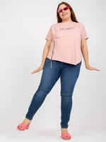 Dusty pink Plus size T-shirt with text and app