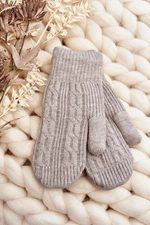 Warm women's one-finger gloves, grey