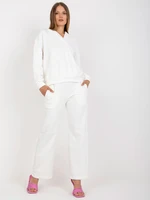 White sweatshirt with wide trousers