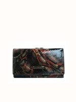 Women's leather wallet in black and red