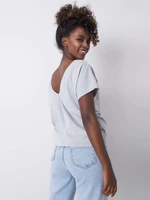 Grey T-shirt with neckline at back