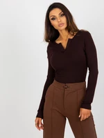 Women's blouse with long sleeves - brown