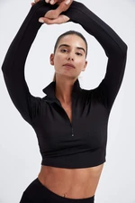 Defacto Fit Slim Fit Stand Up Collar Half Zipper Long Sleeved T-Shirt