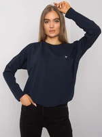 Dark blue cotton blouse with long sleeves