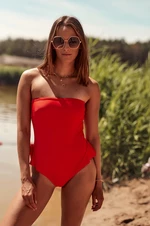 Red pleated swimsuit