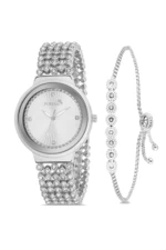 Polo Air Stylish Women's Wristwatch with Lots of Stones on its Strap. Zircon Stone Waterway Bracelet Combination Silver Color