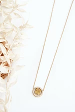 Women's gold chain with circle and clover