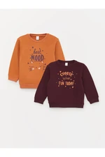 LC Waikiki Crew Neck Long Sleeve Printed Baby Girl Sweatshirt 2 Pack