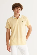 AC&Co / Altınyıldız Classics Men's Yellow Slim Fit Slim Fit Polo Neck Short Sleeved Cotton T-Shirt.
