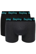 Replay Boxerky Boxer Style 5 Żakardowe logo 2szt Box - Black/D Gmel/Azure