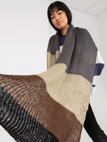 Women's black-brown knitted winter scarf