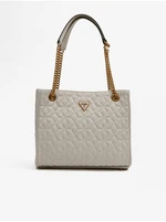 Light gray ladies quilted handbag Guess Elenia Girlfriend Carryal - Ladies