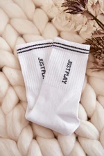 Women's Sports Socks Vertical Inscription Just Play White