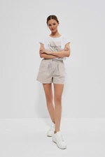 Cotton striped shorts - beige