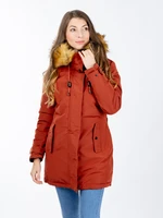 Women's double-sided winter parka GLANO - brick/black