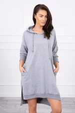 Dress with hood and longer back grey
