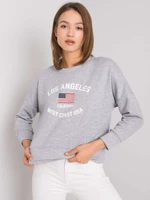 RUE PARIS Grey melange sweatshirt with print