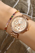 Polo Air Women's Wristwatch Colorful Baguette Bracelet Combination Set Copper Color