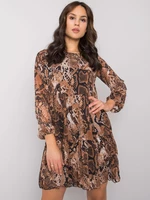 Black and brown dress with Loxley RUE PARIS print