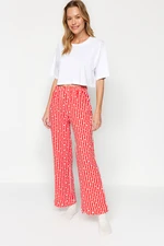 Trendyol Red Cotton Striped Knitted Pajamas Bottoms