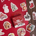 46 Pcs /boxed Merry Christmas Art Paper Decorative Stickers