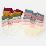 1pcs Baby Feeding Drool Bib Ruffle Solid Color Infants Saliva Towel Soft Cotton Burp Cloth For Newborn Toddler Kids Bibs New