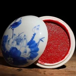 6Cm Blue and White Ceramic Calligraphy Inkpad,color Pattern Inkpad,chinese Painting Ink Box,red Cinnabar Color Inkpad,castor Oil