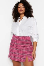 Trendyol Curve Fuchsia Plaid Patterned Tweed Skirt