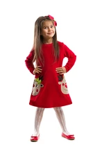 Denokids Twin Deer Girl Velvet Red Christmas Dress