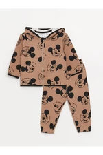 LC Waikiki Long Sleeve Mickey Mouse Printed Hoodie Baby Boy Sweatshirt and Tracksuit Bottom 2-pack.