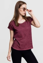 Dámské tričko s dlouhým zády ve tvaru spreje s barvou vínové