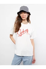 LC Waikiki Crew Neck Women's Text Printed Short Sleeve Cotton T-Shirt