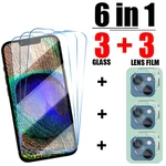 6in1 Screen Protector on iPhone 13 12 11 Pro Max Tempered Glass For IPhone 13 12 11 X XR XS Max SE 2020 Screen Camera Lens Film
