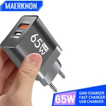 65W GaN USB Phone Charger EU/US Plug PD Type C Charger For iPhone 15 14 13 Xiaomi Samsung Quick Charge QC3.0 Fast Charge Charger